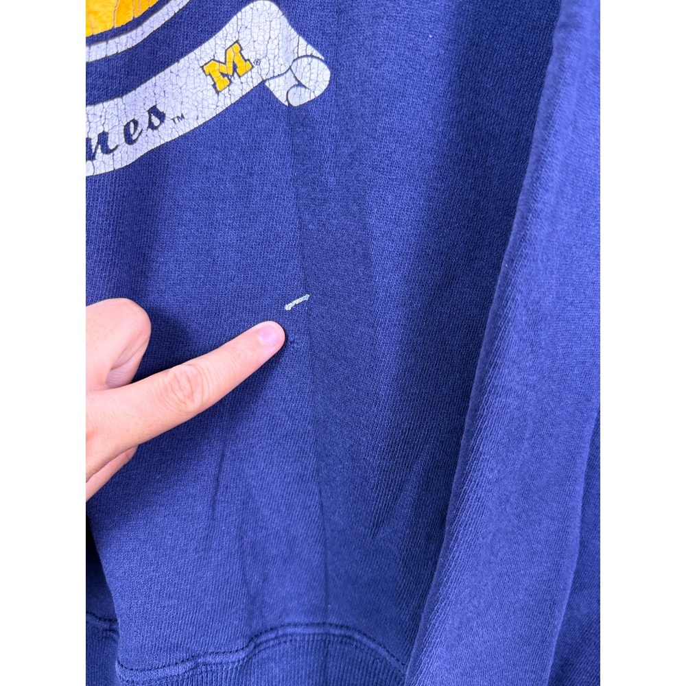 Vintage University of Michigan Wolverines Sweatshirt Navy Blue Crewneck Mens XL - Picture 2 of 9